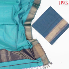 Dark Prussian Blue Silk Cotton Dress Material