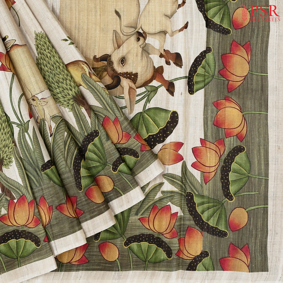 Beige Kadhi Tussar Silk Saree