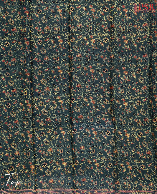 Dark Green Chanderi Silk Cotton Dress Material