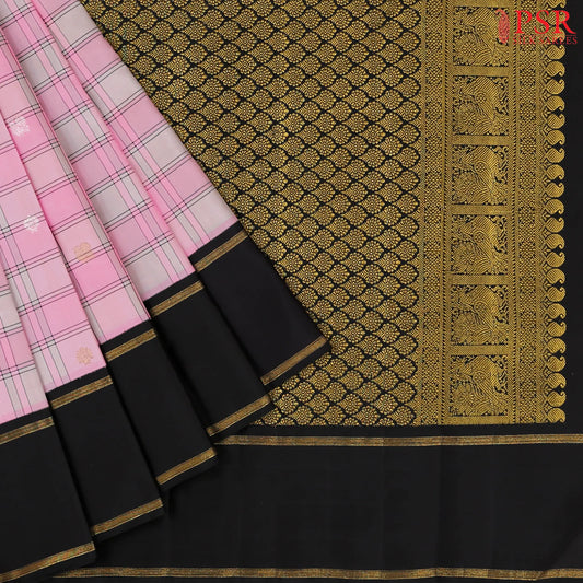 Pink & Grey Kanchipuram Silk Saree