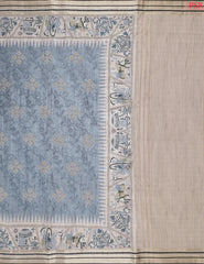 Satin Soft Blue Semi Tussar Saree