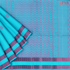 Deep Sky Blue Soft Silk Saree