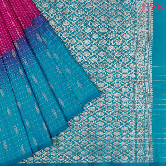 Dark Magenta Pink Fancy Kanchipuram Silk Saree