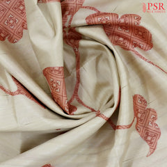 Cream Beige Semi Tussar Saree