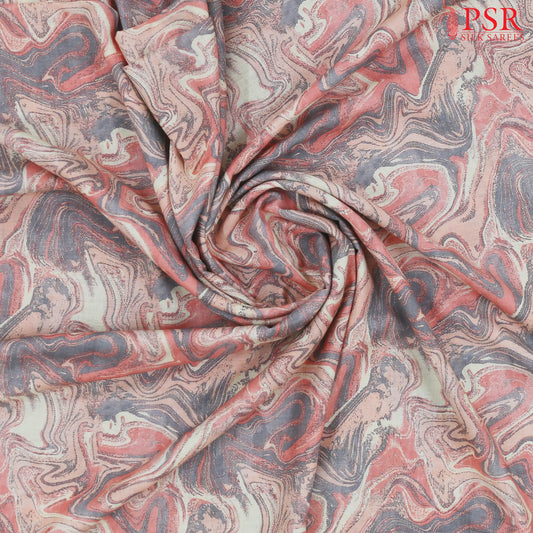 Peach Linen Print Running Material