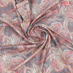 Peach Linen Print Running Material
