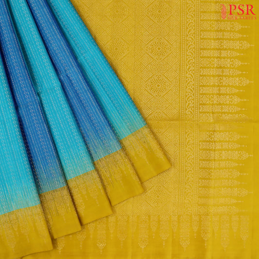 Turquoise & Peacock Blue Soft Silk Saree