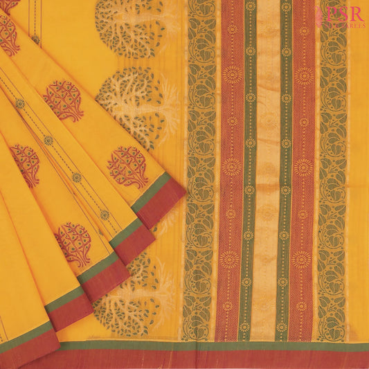 Amber Yellow Kovai Cotton Saree