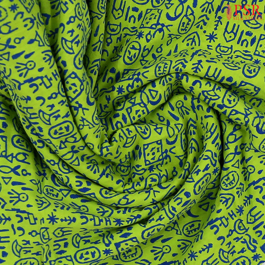 Pear Green Cotton Print Running Material