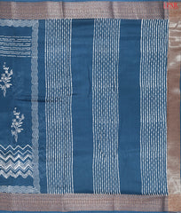 Prussian Blue Chanderi Silk Cotton Saree
