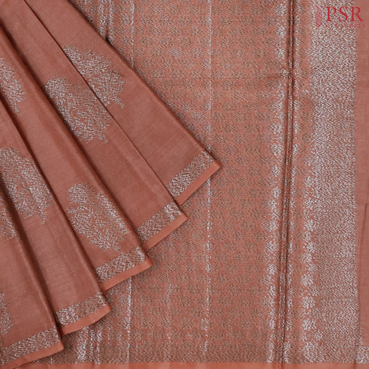 Copper Banaras Tussar Silk Saree