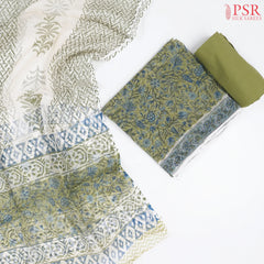 Pear Green Kota Cotton Dress Material