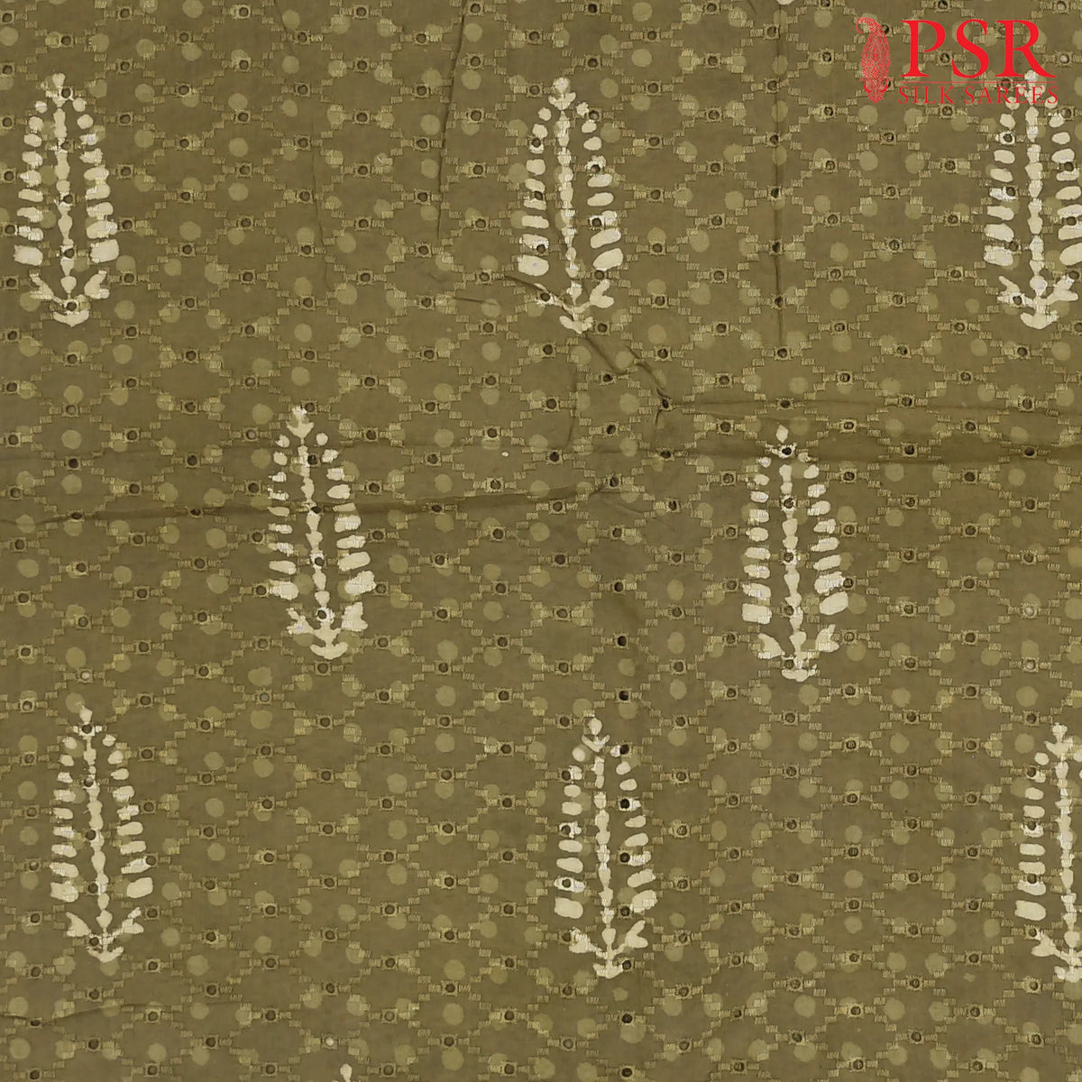 Dark Olive Hacoba Embroidery Running Material