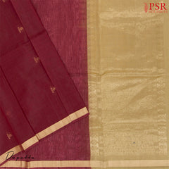 Chikoo Tan & Maroon Silk Cotton Dress Material