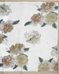 Floral White Linen Saree