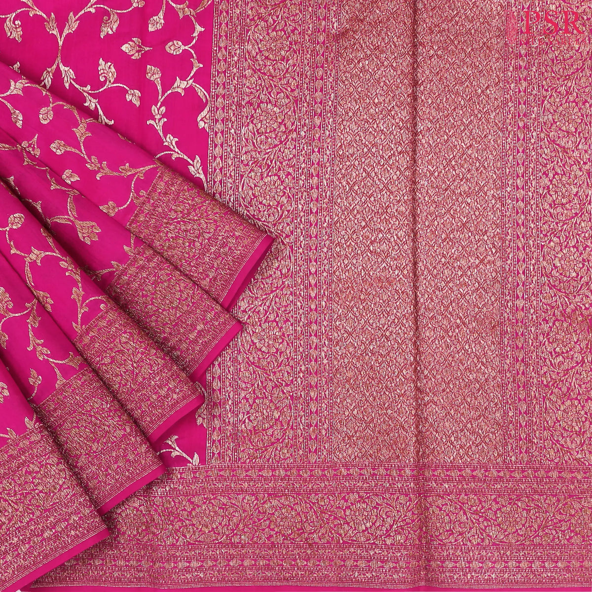 Magenta Chiniya Silk Saree