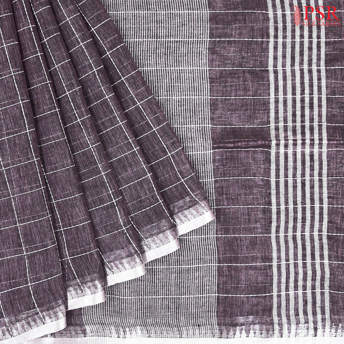 Dark Mauve Purple Linen Saree