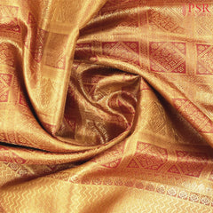 Old Gold & Dark Red Kanchipuram Jacquard Silk Saree