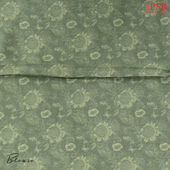 Cider Orange & Olive Green Chiniya Silk Saree