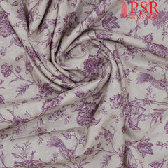 Silver Beige Semi Tassar Print Running Material
