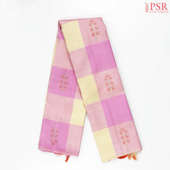 Taffy Pink & Cream Beige Kanchipuram Silk Saree