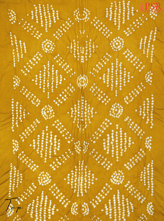 Mustard Yellow Crushed Bandhini Cotton Dress Material