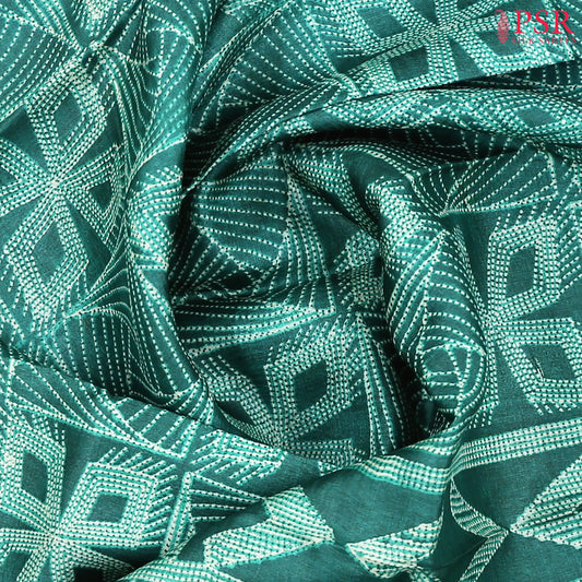 Deep Jungle Green Tussar Silk Saree