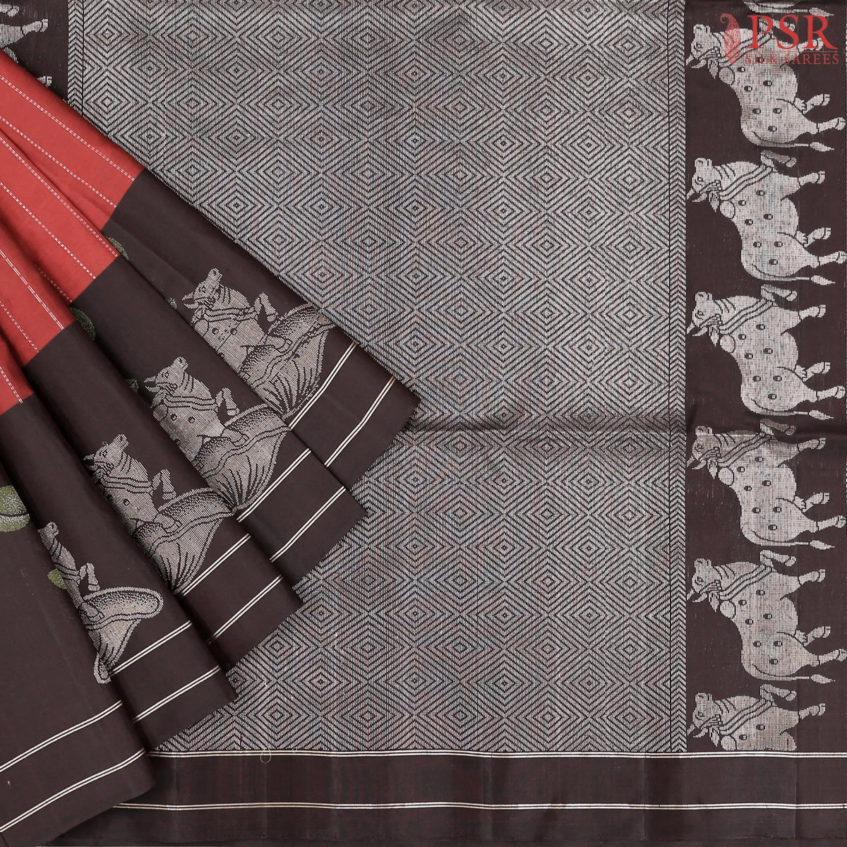 Antique Red Soft Silk Saree