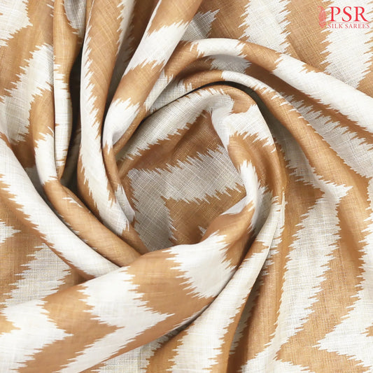 Beige & Buff Orange Linen Tissue Embroidery Saree