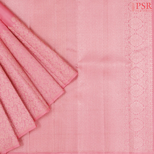 Flamingo Pink Kanchipuram Silk Saree