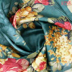 Teal Blue Tussar Silk Saree