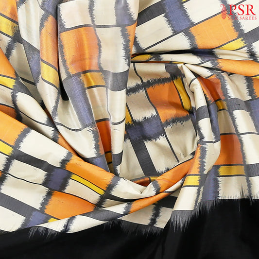 Cream Beige Pochampally Silk Saree