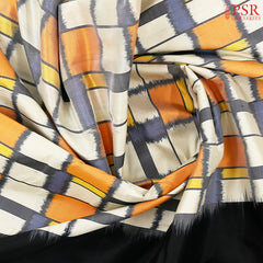 Cream Beige Pochampally Silk Saree