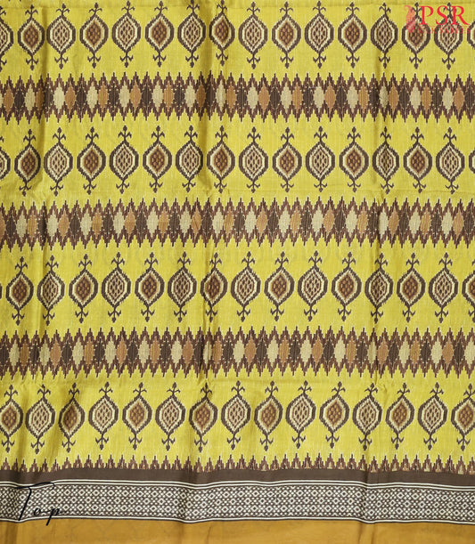 Olive Yellow Silk Cotton Dress Material