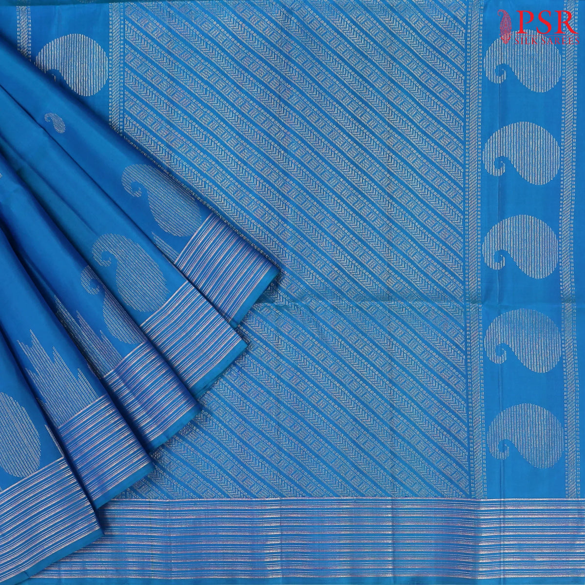 Peacock Blue Soft Silk Saree