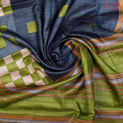 Prussian Blue Kadhi Tussar Silk Saree