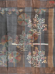 Dark Fossil Grey Kadhi Tussar Silk Saree