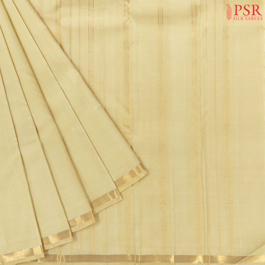 Cream Beige Kanchipuram Silk Saree