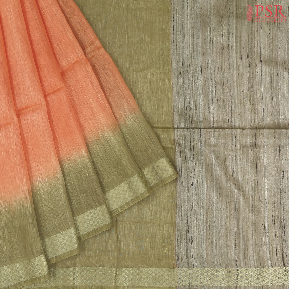 Saffron Semi Tussar Saree