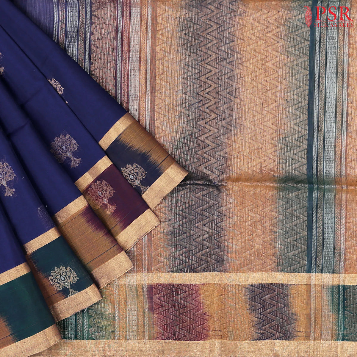 Navy Blue Silk Cotton Saree