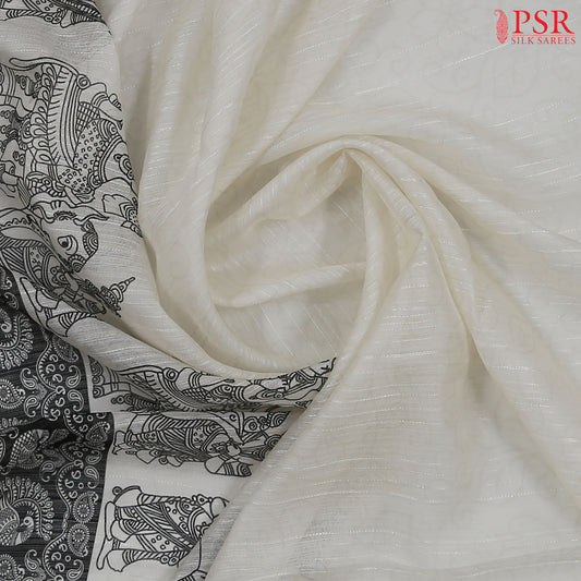Off White Semi Dupion Saree