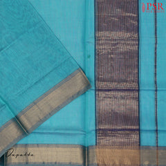 Dark Prussian Blue Silk Cotton Dress Material