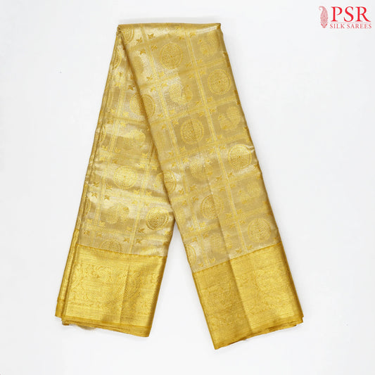 Golden Kanchipuram Tissue Jacquard Silk Saree