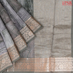 Grey Chiniya Silk Saree
