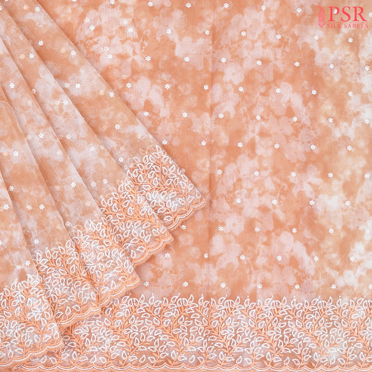 Peach Manipuri Super Net Saree