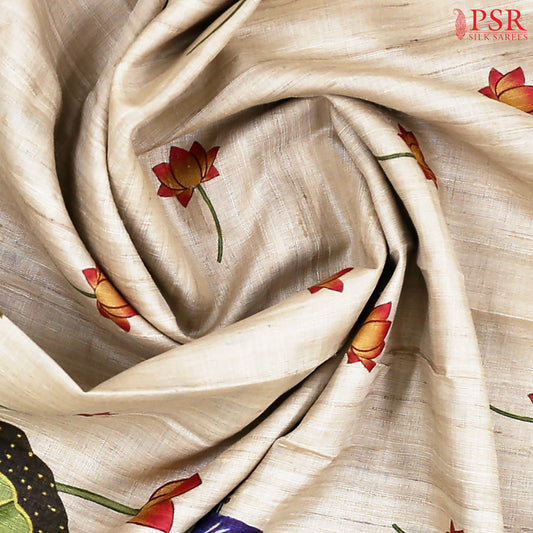 Beige Kadhi Tussar Silk Saree