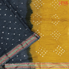 Mustard Yellow Crushed Bandhini Cotton Dress Material
