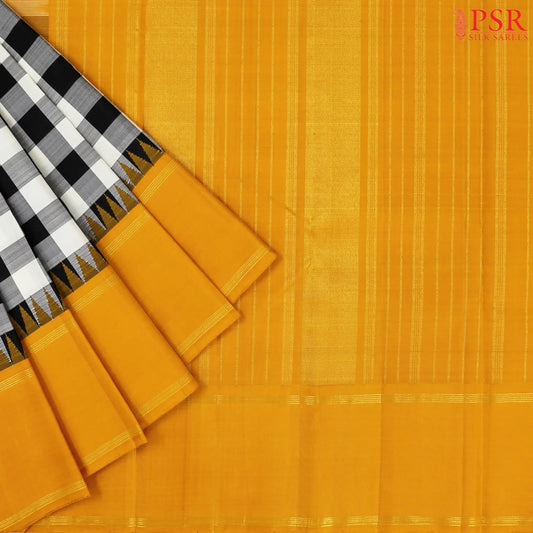 Black & White Kanchipuram Silk Saree