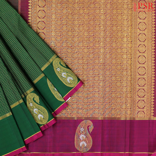 Dark Green Kanchipuram Silk Saree