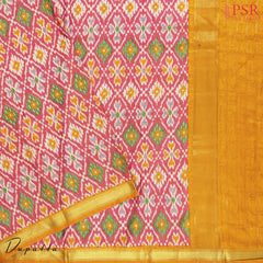 Mustard Yellow Soft Patola Semi Silk Dress Material